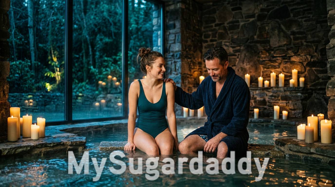 Sugar-Paar genießt einen romantischen Abend in einem Indoor-Spa