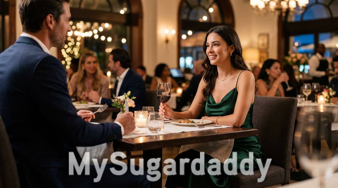 Sugar Dating Arrangement Sugar Baby beim Abendessen mit Sugar Daddy